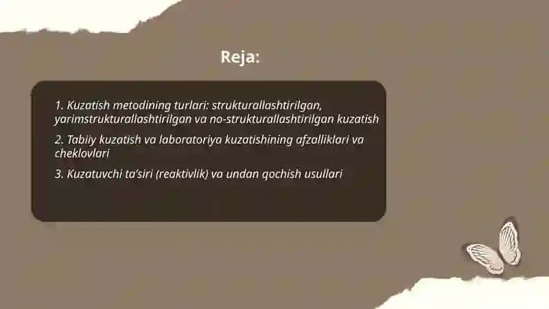 Psoxologiya tadqiqot metodlari: kuzatish, eksperiment 2