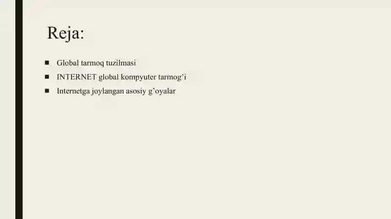 GLOBAL KOMPYUTER TARMOQLARI 2