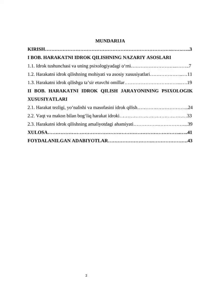 HARAKATNI IDROK QILISH kurs ishi 2