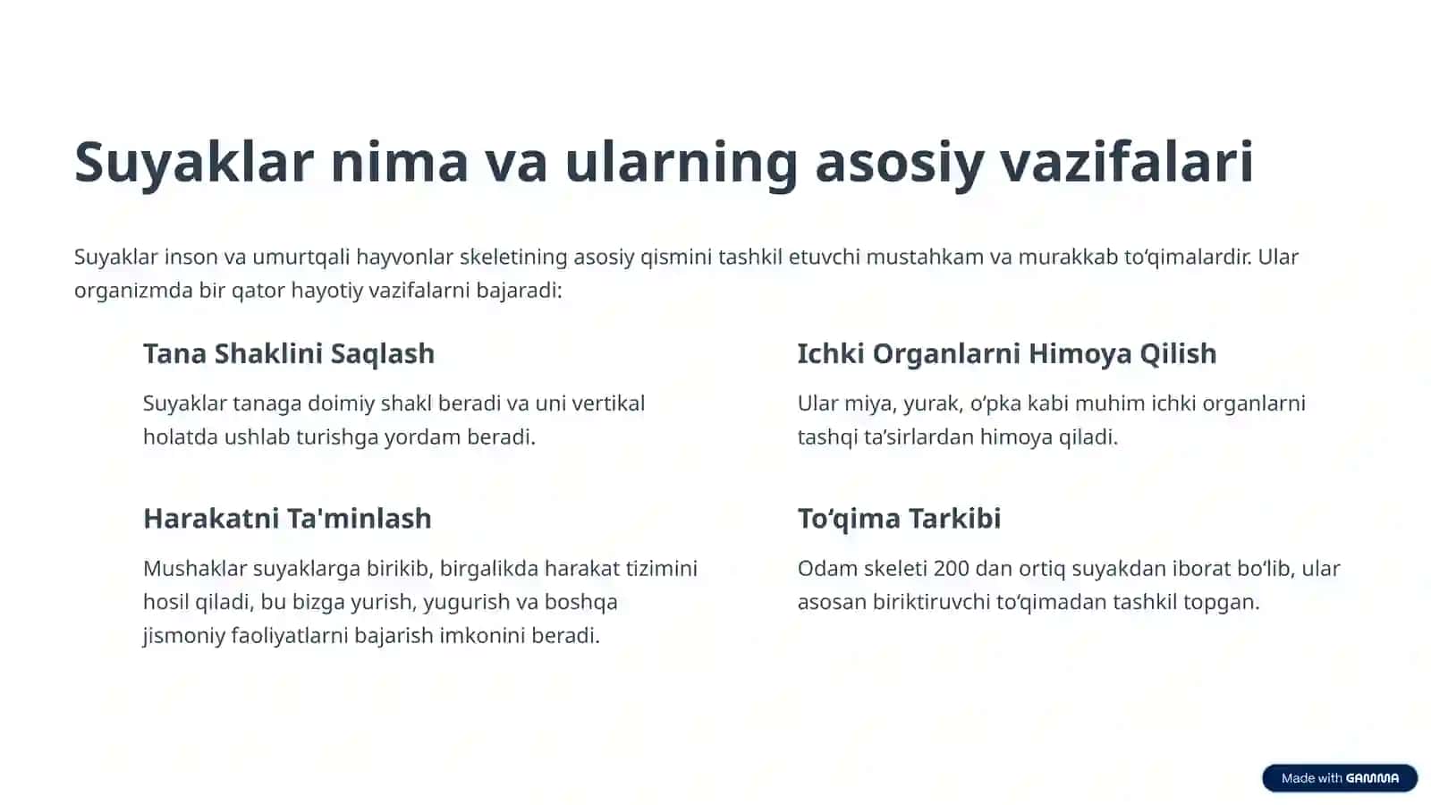 Suyaklarning turlari va vazifasi 2