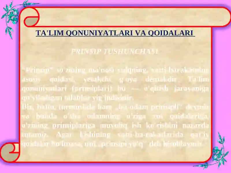 Ta'lim qonuniyatlari va qoidalari 2