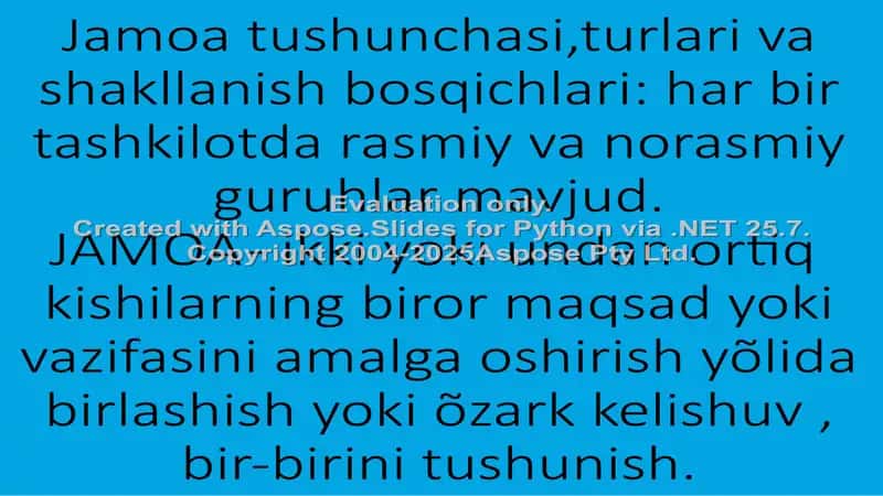 Jamoani shakllantirish yõllari 2