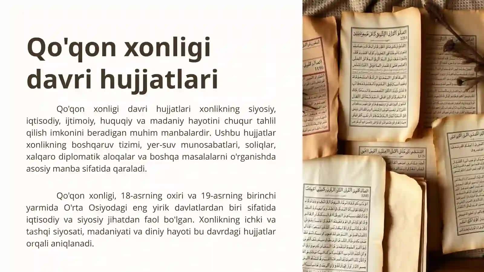 Qo'qon xonligi davri hujjatlari 2