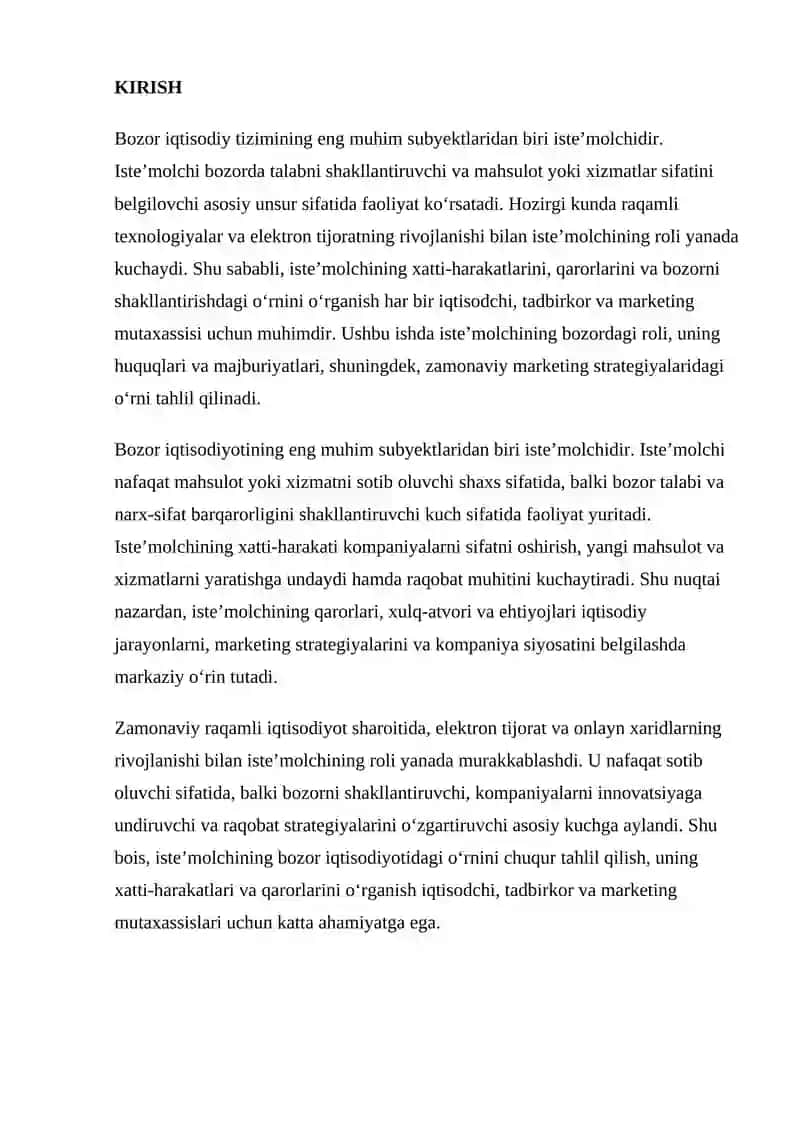 ISTE’MOLCHINING BOZORDAGI ROLI 2