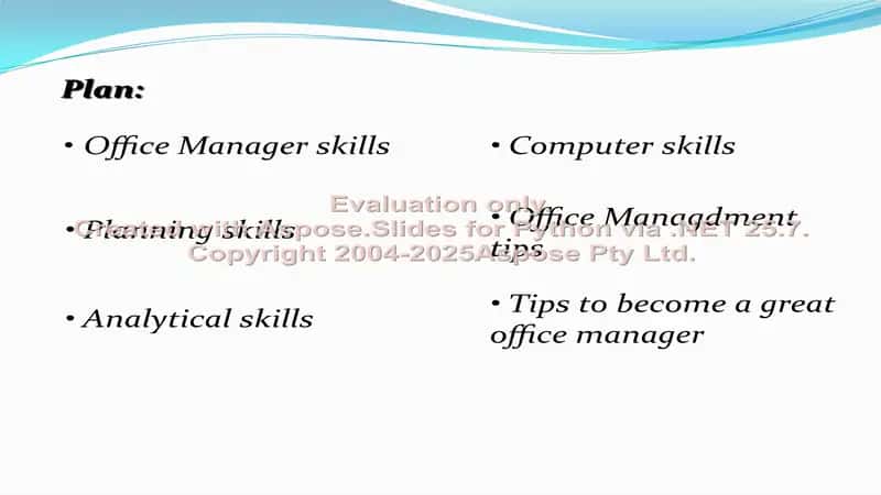 Planning and organizing the work of an office manager 2