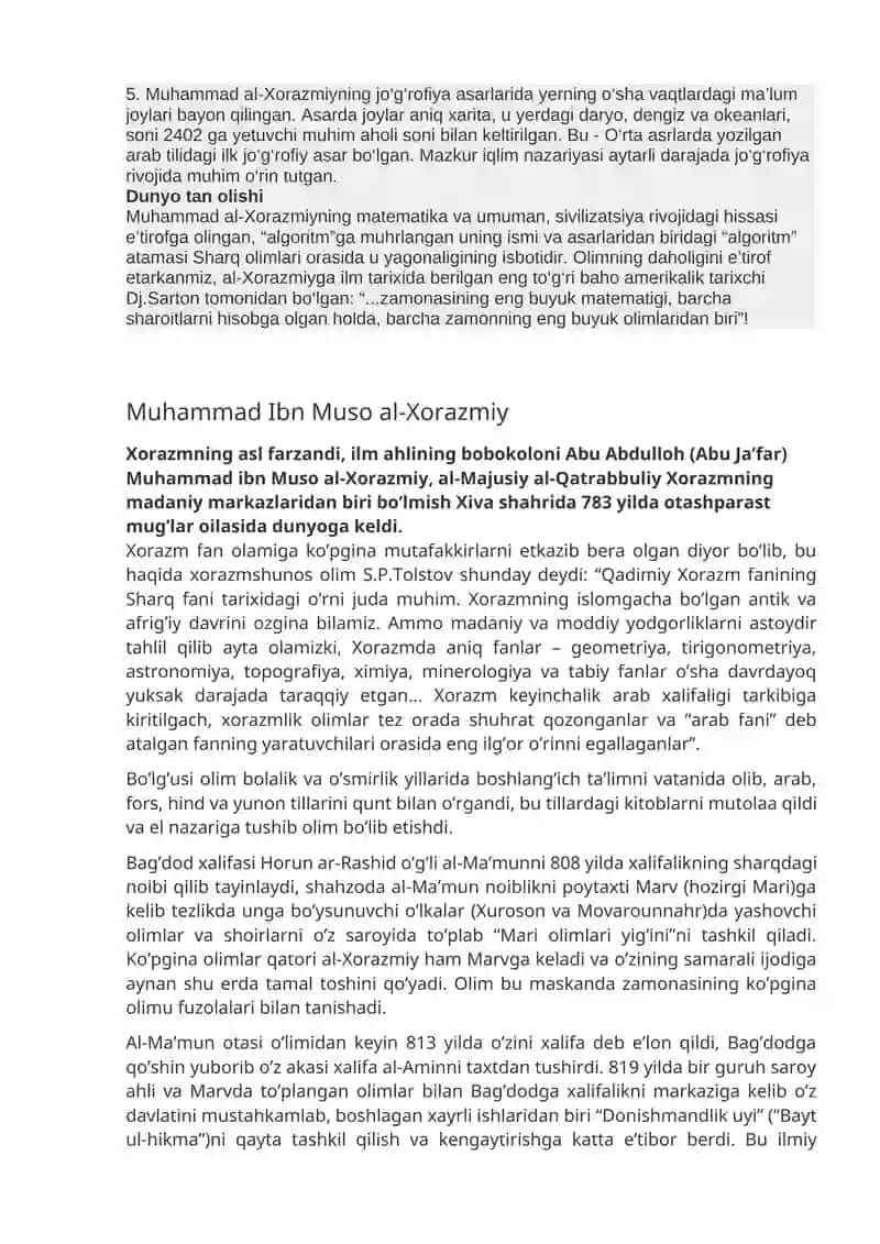 Abu Abdulloh Muhammad abn Muso al-Xorazmiy 2