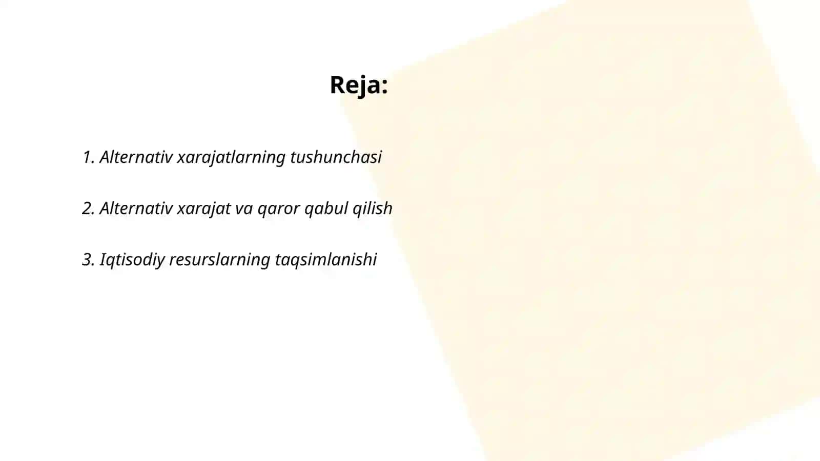 Alternativ xarajatlar 2