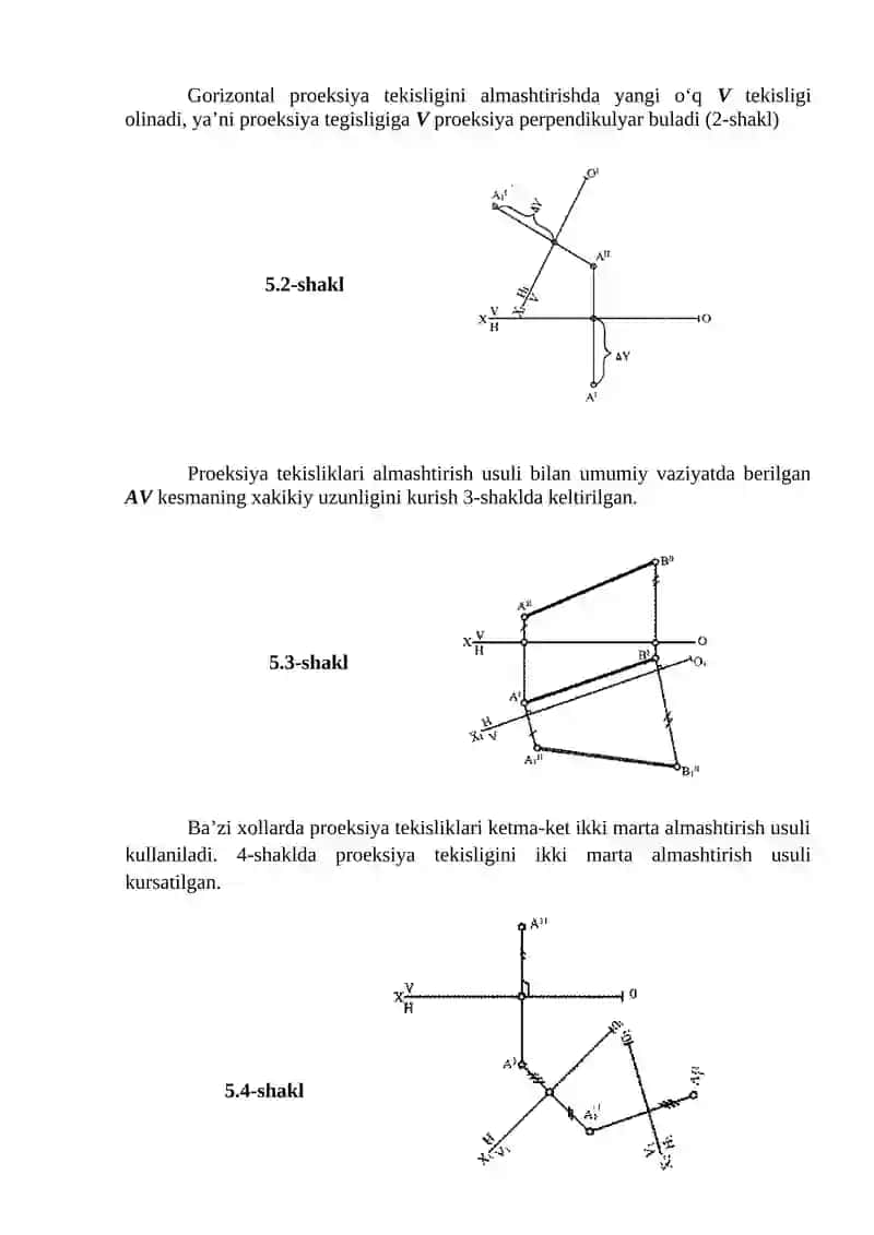 ORTOGONAL PROEKSIYALARNI QAYTA TUZISH USULLARI 2