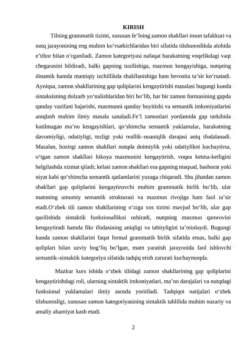Zamon kategoriyalarining gap qoliplarini kengaytirishi 2