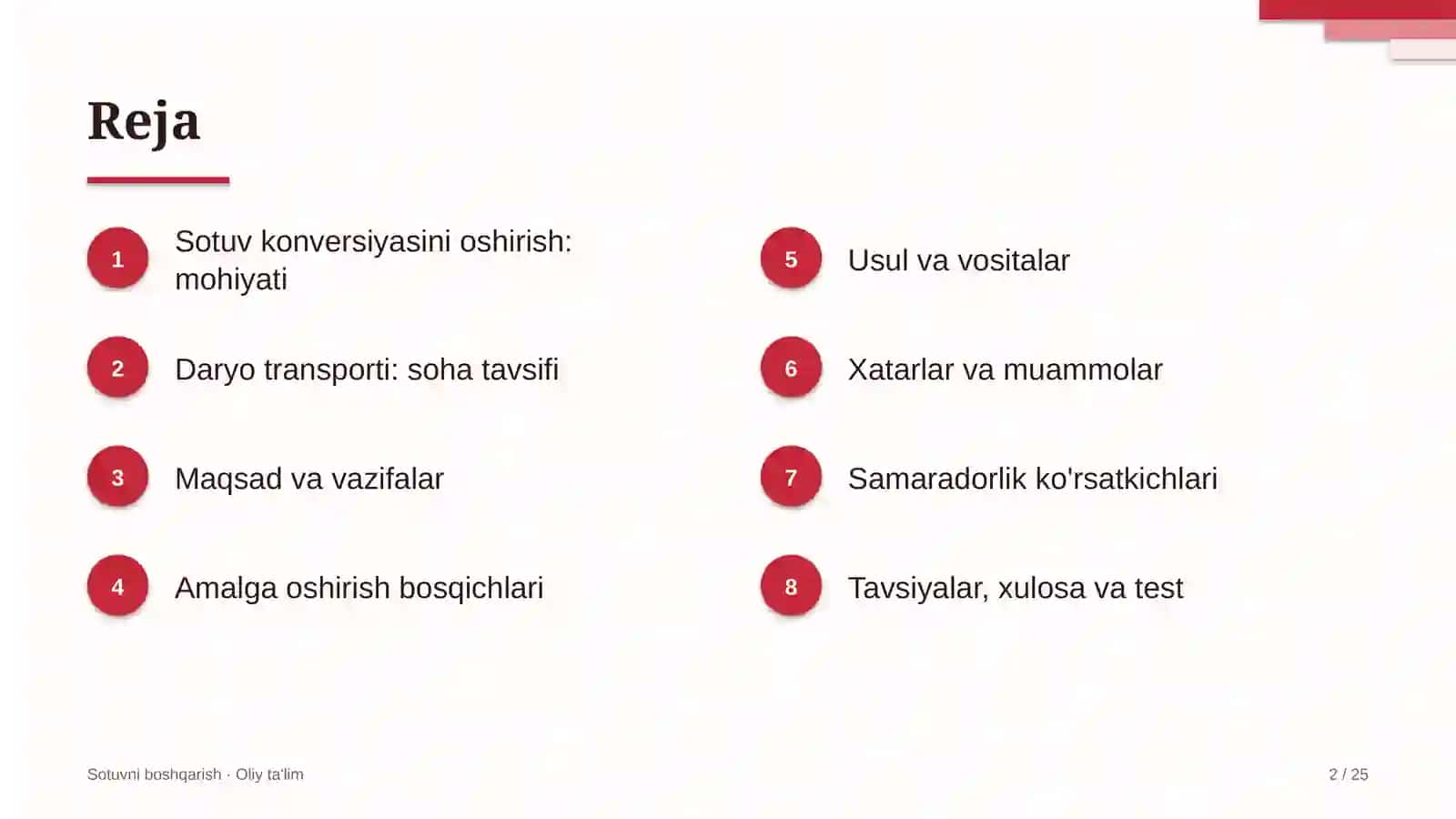 Daryo transportida sotuv konversiyasini oshirish 2