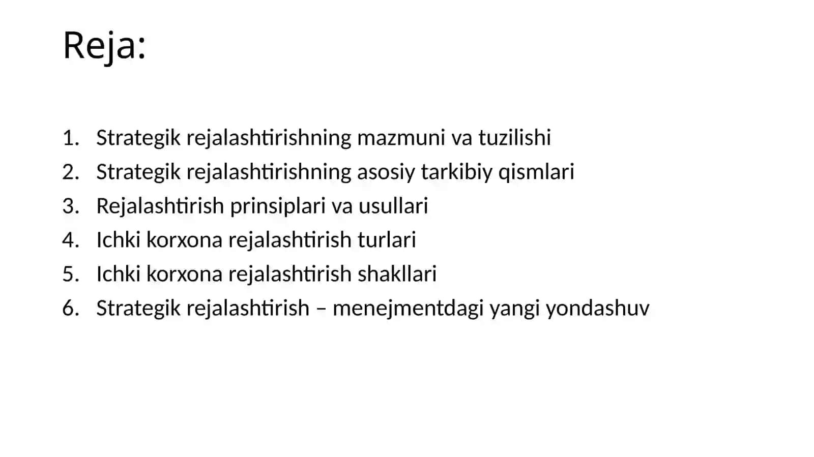 Strategik rejalashtirish 2