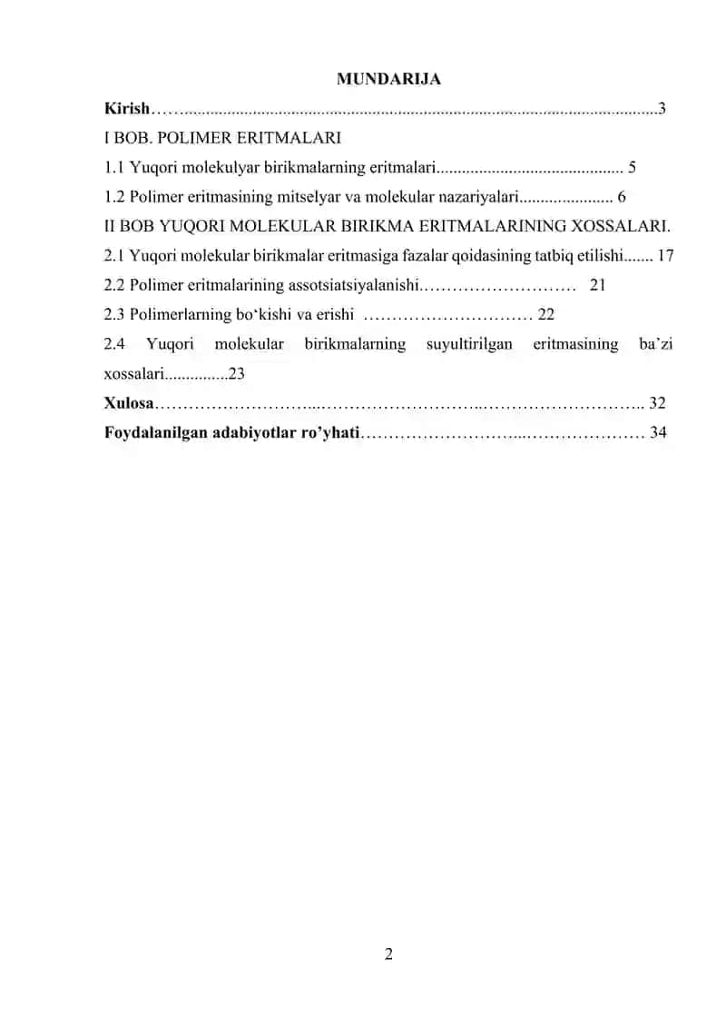 polimerlarning bo'kishi mavzusida kurs ishi 2