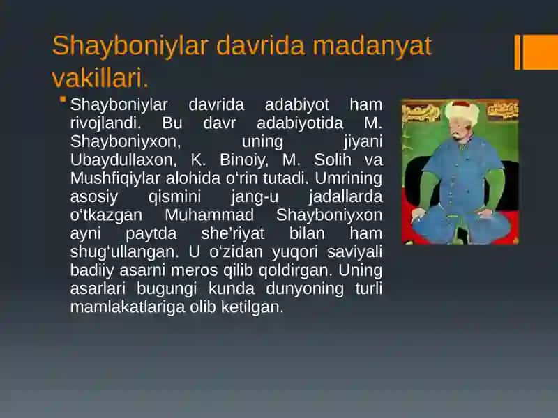 Shayboniylar davrida Madanyat vakillari 2