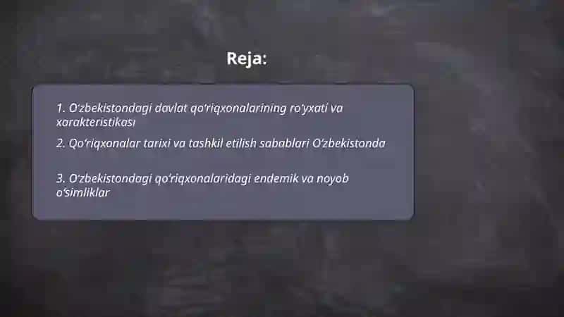 Oʻzbekistondagi qoʻriqxonalar 2