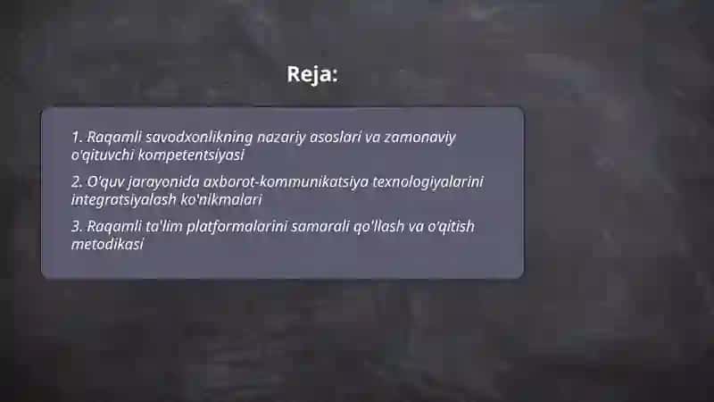 Raqamli savodxonlik-zamonaviy o'qituvchi konptentsiyasi 2