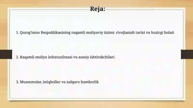 Qozog'iston Respublikasining raqamli moliya tizimi 2