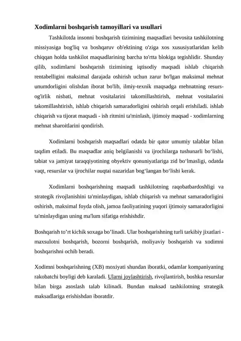 Tashkilot xodimlarni boshqarish 2