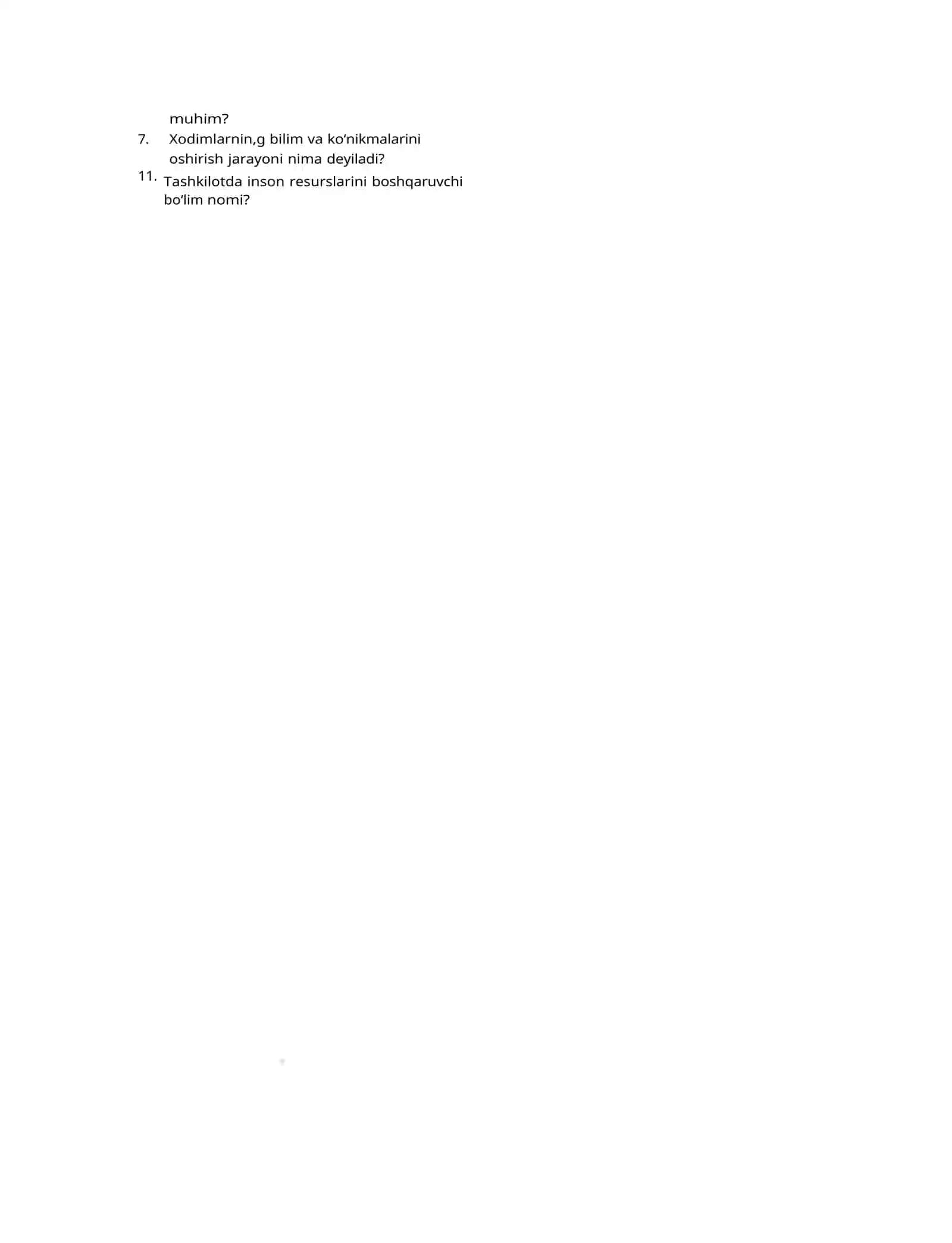 Crossword inson resurslarini boshqarish fanidan 2