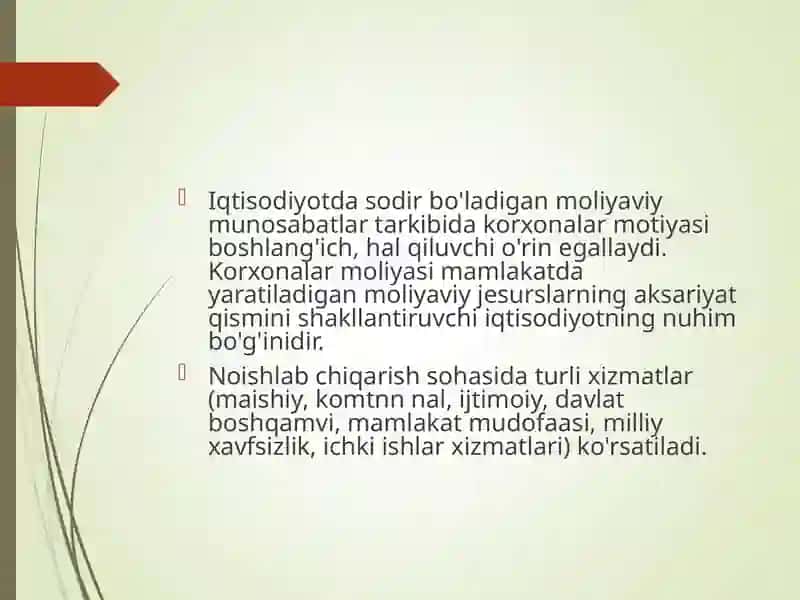 Karxonaning moliyaviy manbalari va ularning tasnifi 2