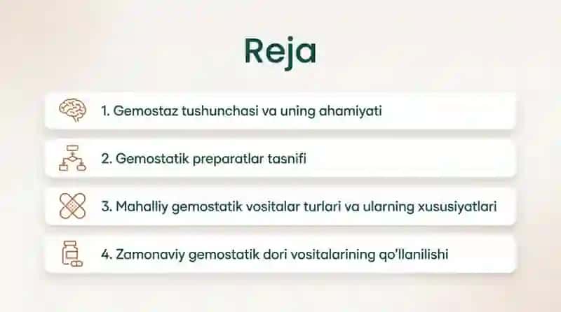 Mahalliy gemostaz uchun zamonaviy dori vositalari 2