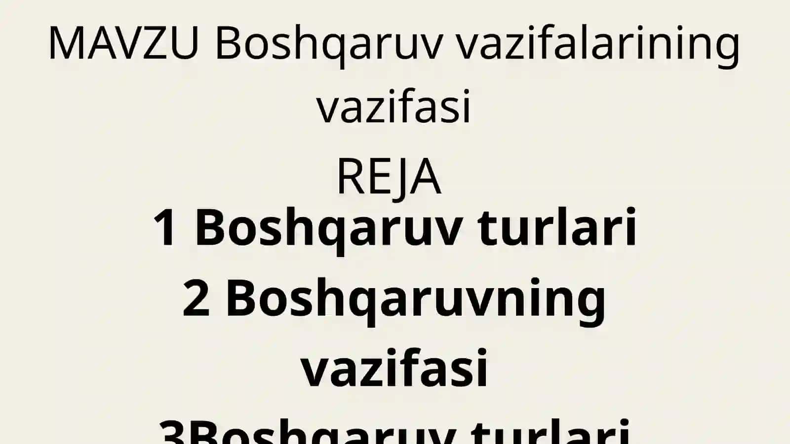 Boshqaruv vazifalarining vazifasi 2