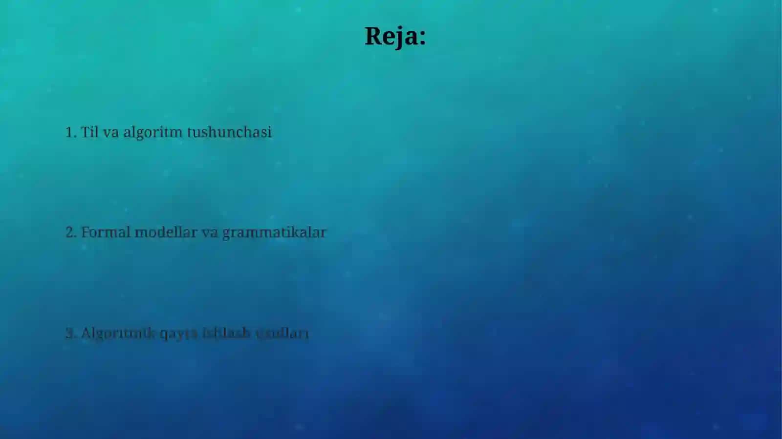 Tilni algoritmik jihatdan tasvirlash 2