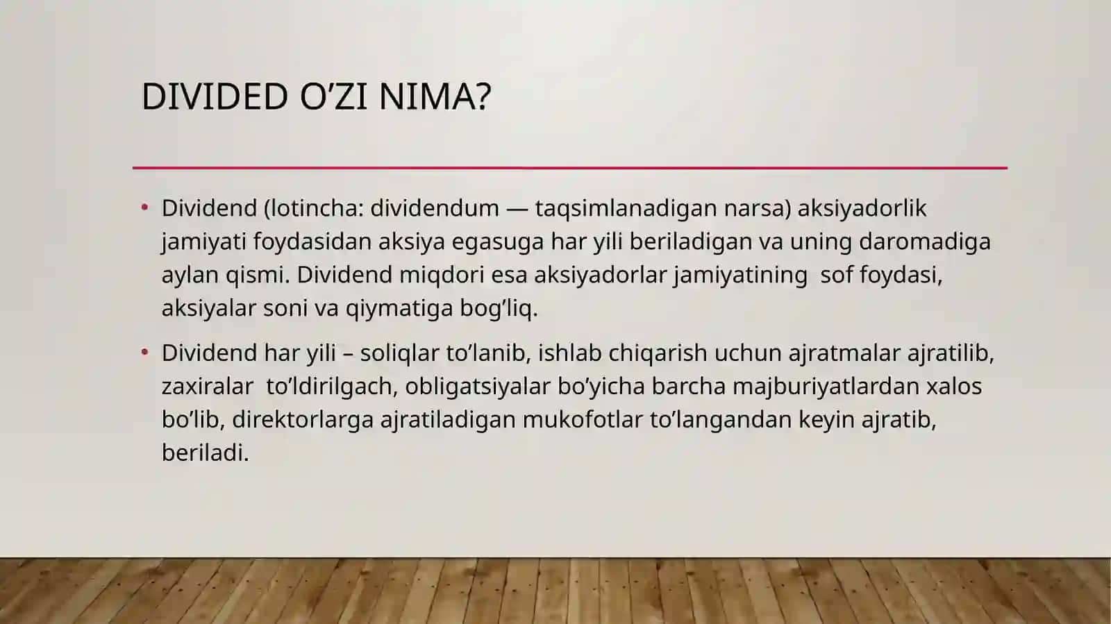 Dividend siyosatining mohiyati 2