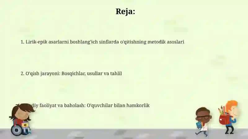 Lirik-epik asarlarni o'qitishning metodik asoslari 2