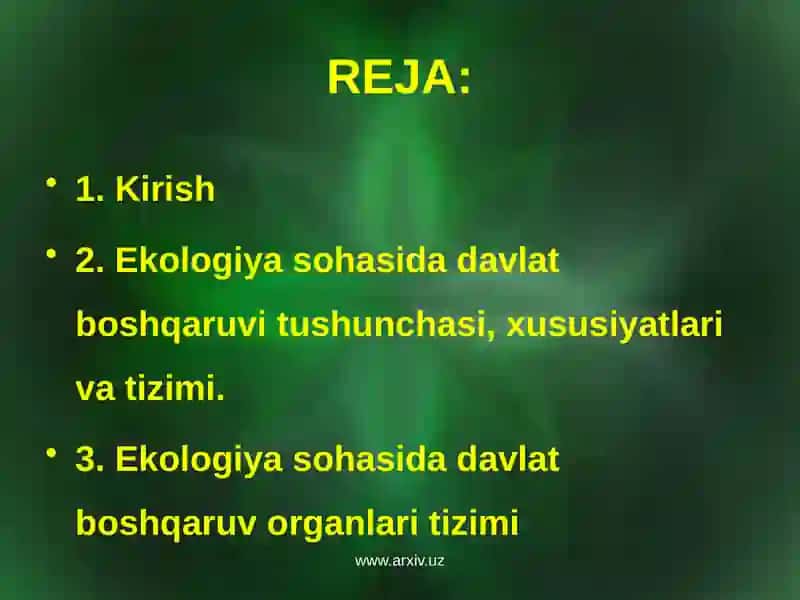Ekologiya sohasida davlat boshqaruvi 2