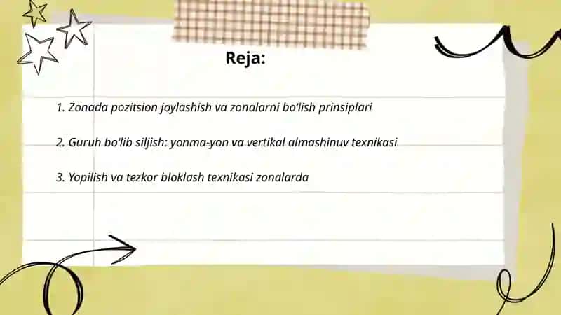 Zonalarda Guruh Bo'lib Harakatlanish Texnikasi 2