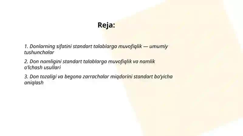 Donlarning sifatini standart talabi bo'yicha aniqlash 2