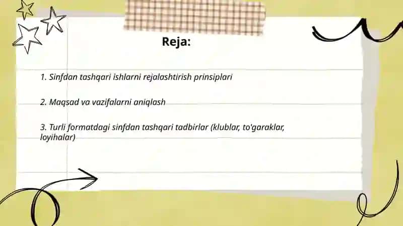 Sinfdan tashqari ishlarni tashkil etish 2
