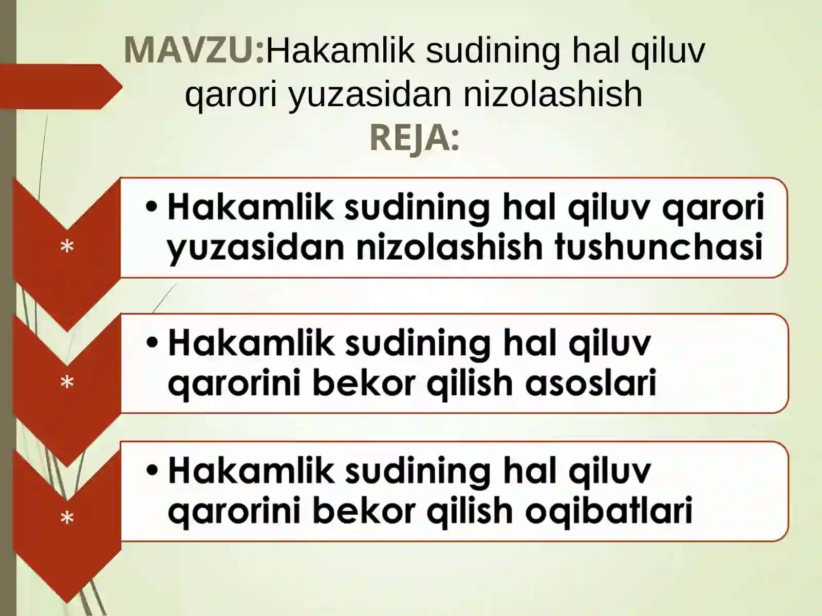 Hakamlik sudining hal qiluv qarori yuzasidan nizolashish 2