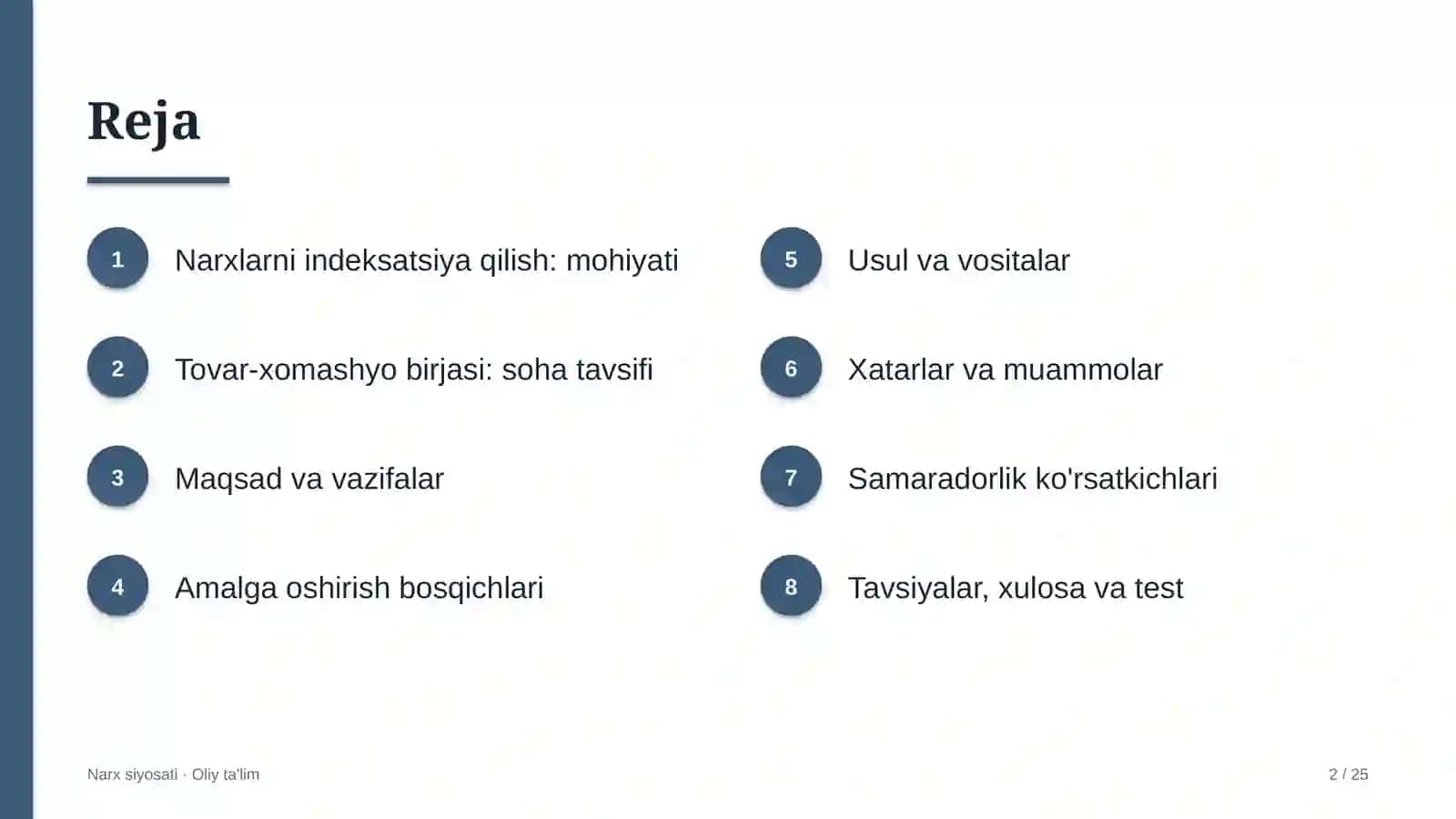 tovar xomashyo birjasida narxlarni indeksatsiya qilish 8696 2