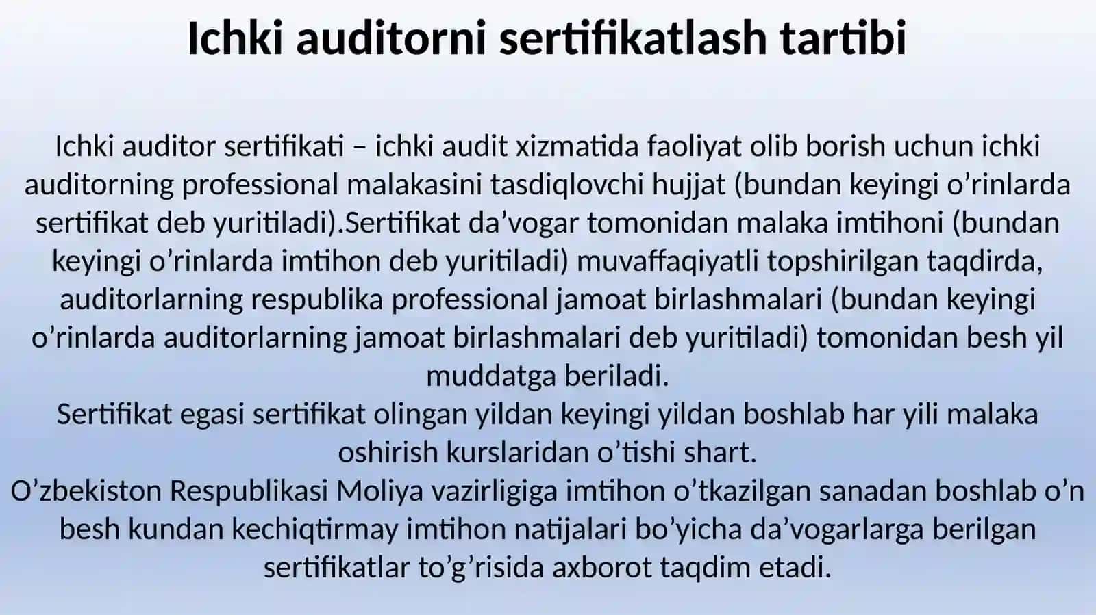 Ichki auditorni sertifikatlash tartibi 2