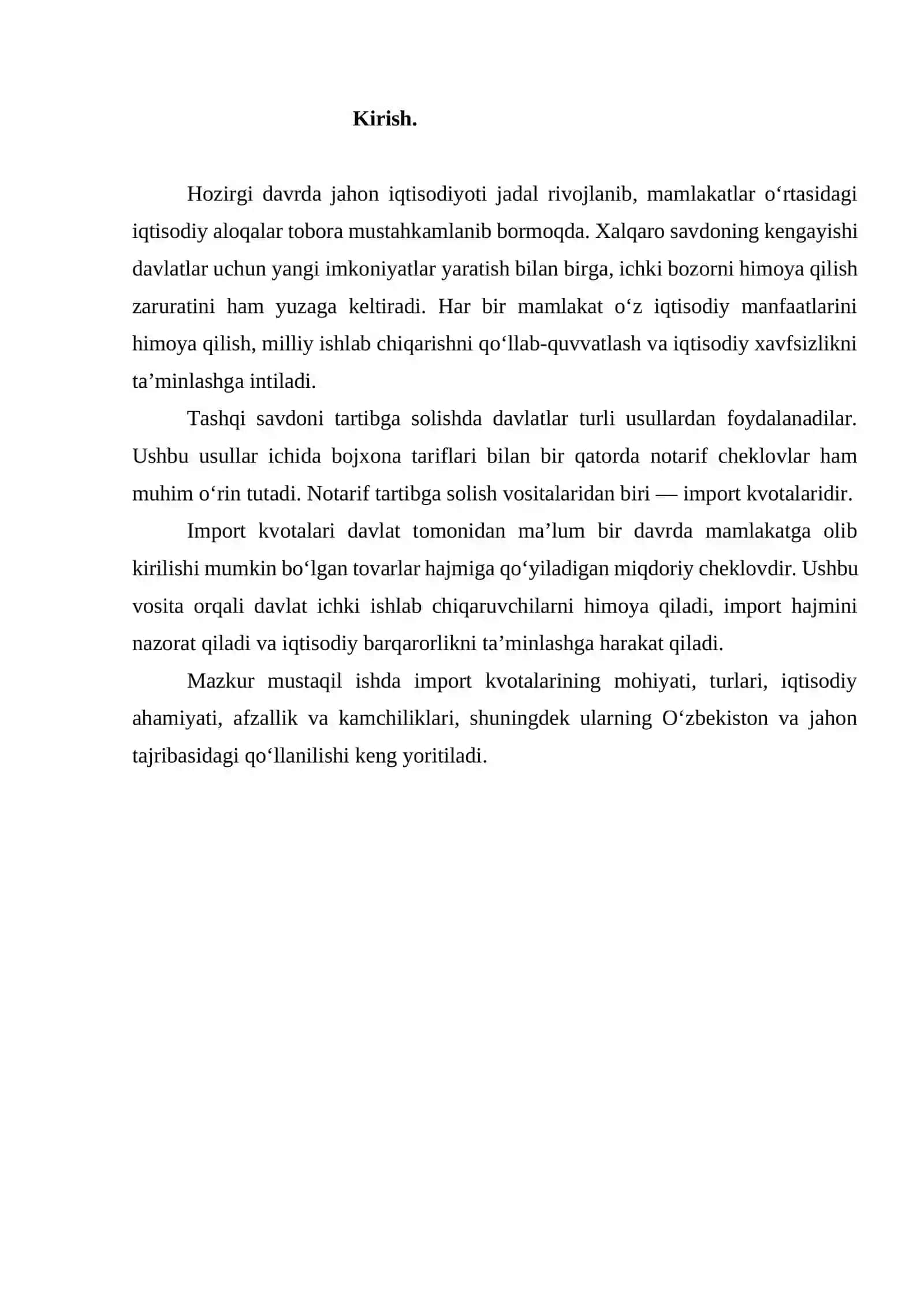 Importni kvotalar orqali tartibga solish 2