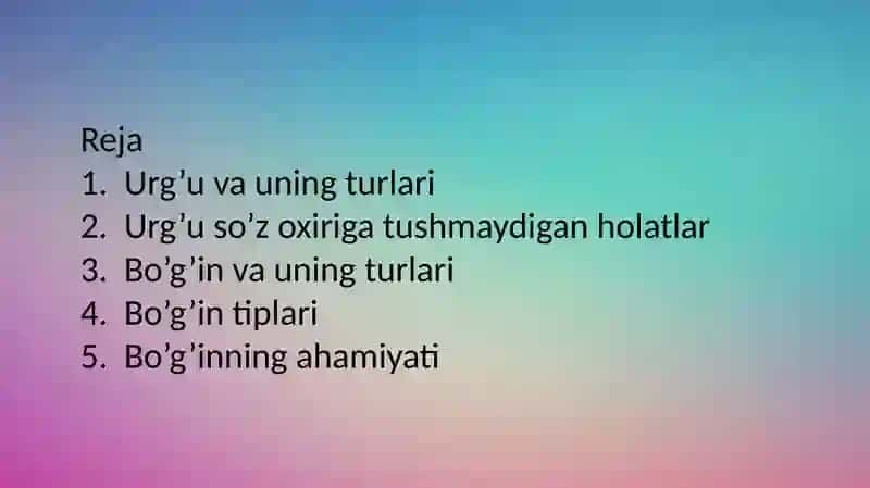 O`zbek tilshunosligida  urg`u va bo`g`in 2