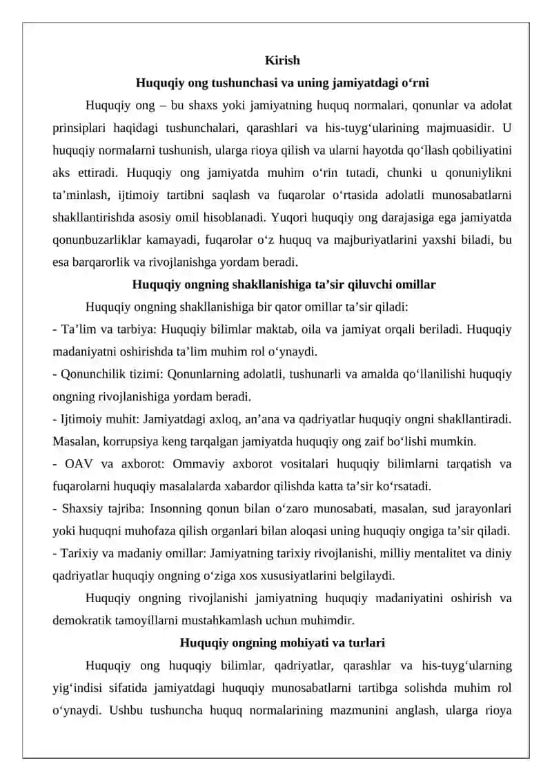 Huquqiy ongning turlari va darajalari 2