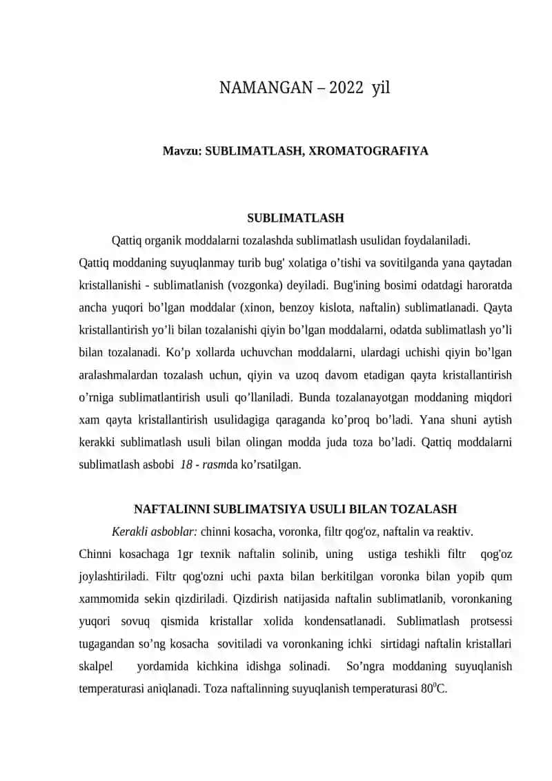 SUBLIMATLASH, XROMATOGRAFIYA 2