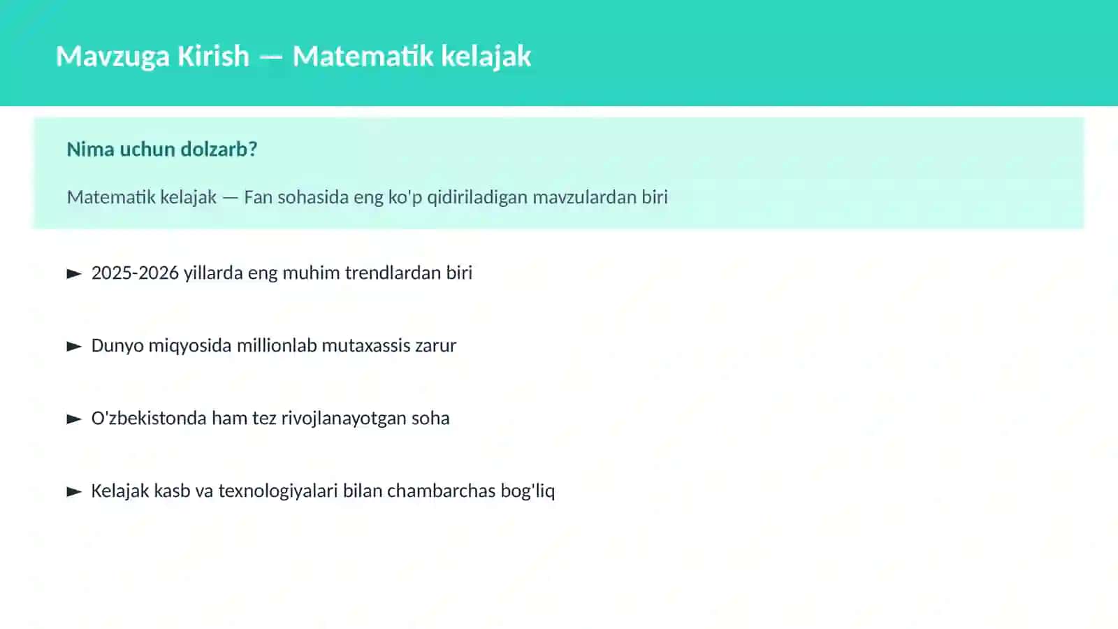 Matematik kelajak 2