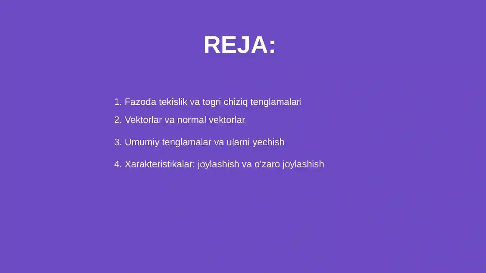 Fazoda tekislik va togri chiziq tenglamalari 2