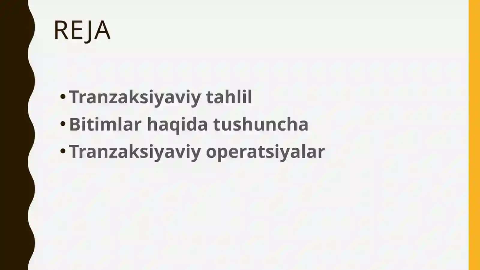 Tranzaksiyaviy taHlil 2