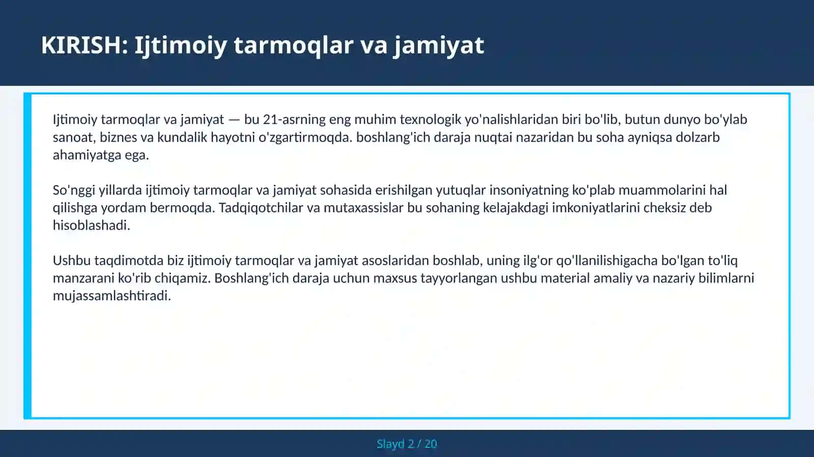 Ijtimoiy Tarmoqlar va Jamiyat 2