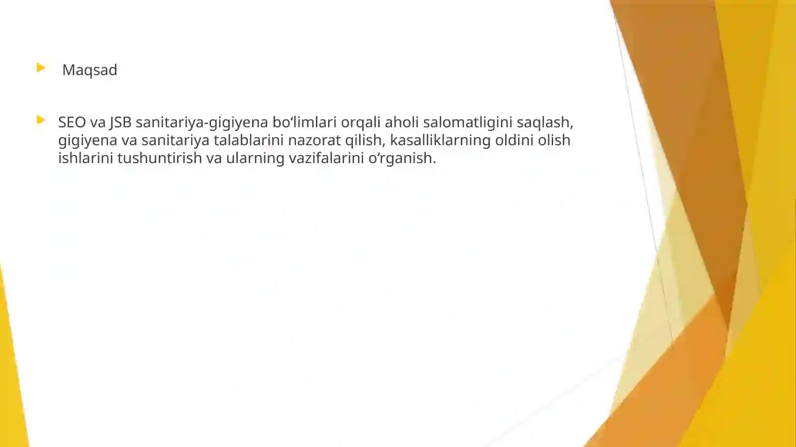 SEOvaJSB sanitariya-gigiyena bo‘limining vazifalari 2