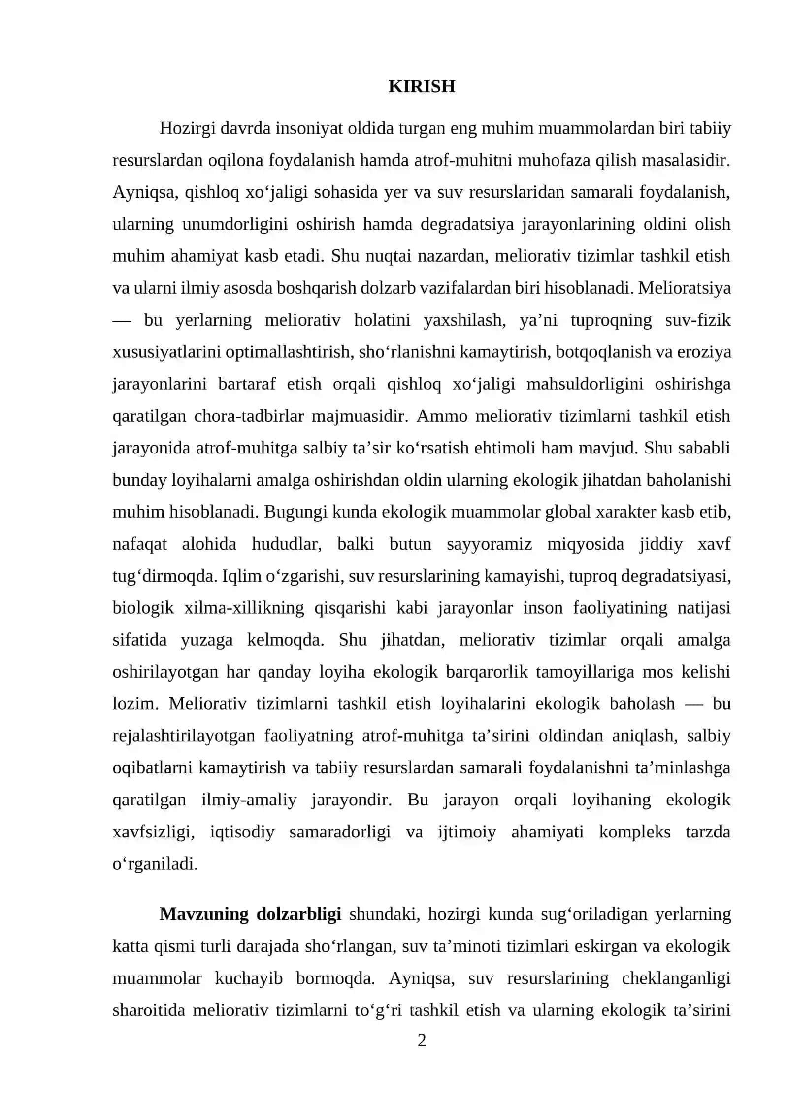 MELIORATIV TIZIMLAR VA ULARNING EKOLOGIK AHAMIYATI 2