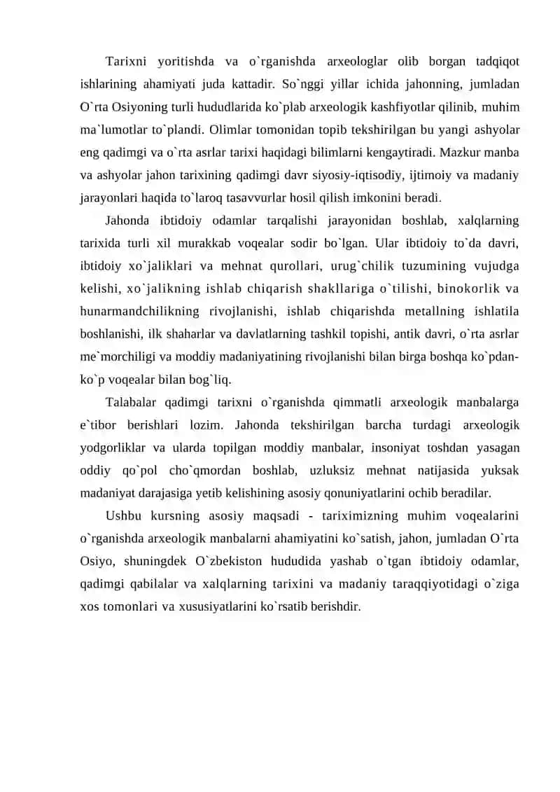 Arxeologiya fanini o‘rganishning ahamiyati 2