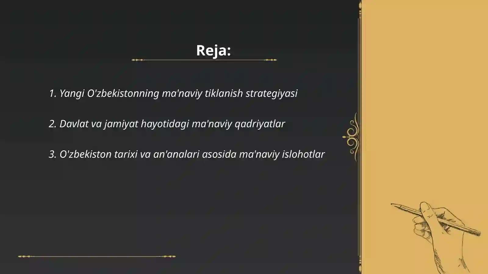 Yangi O'zbekistonning ma'naviy tiklanish strategiyasi 2