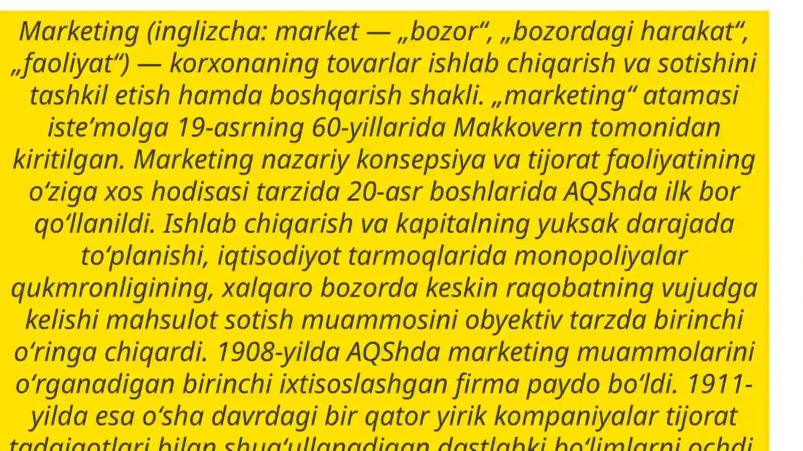 Marketing fanining paydo bo’lish tarixi - Marketing 2