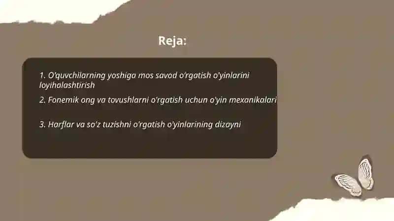 Savodga ôrgatish böyicha öyinlarni loyihalashtirish 2