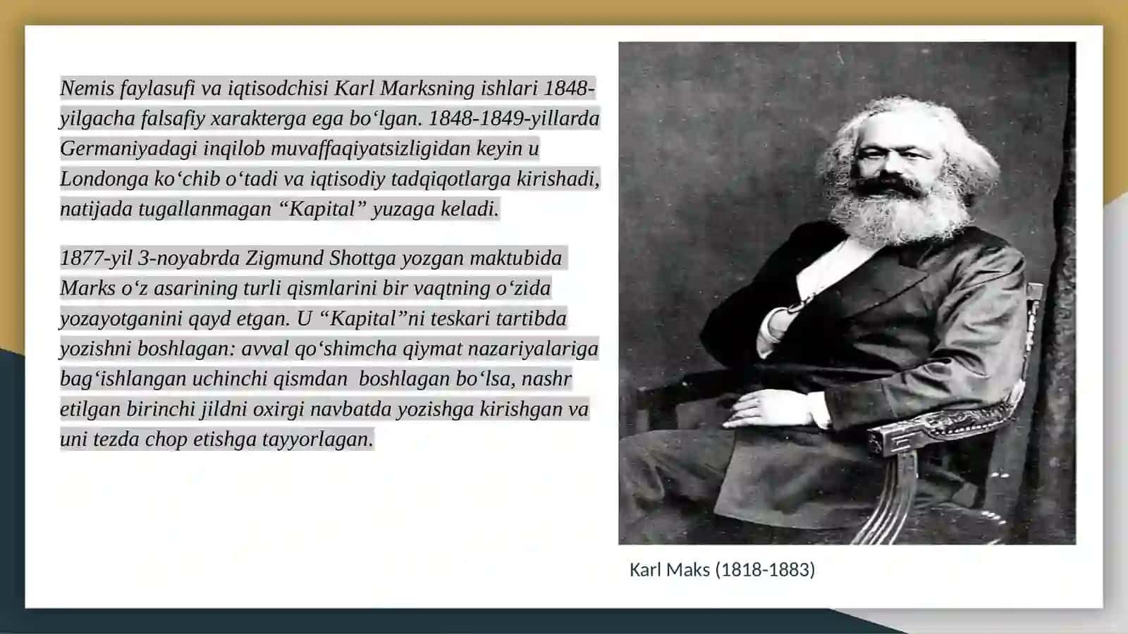 Karl Marksning“Kapital”asari 2